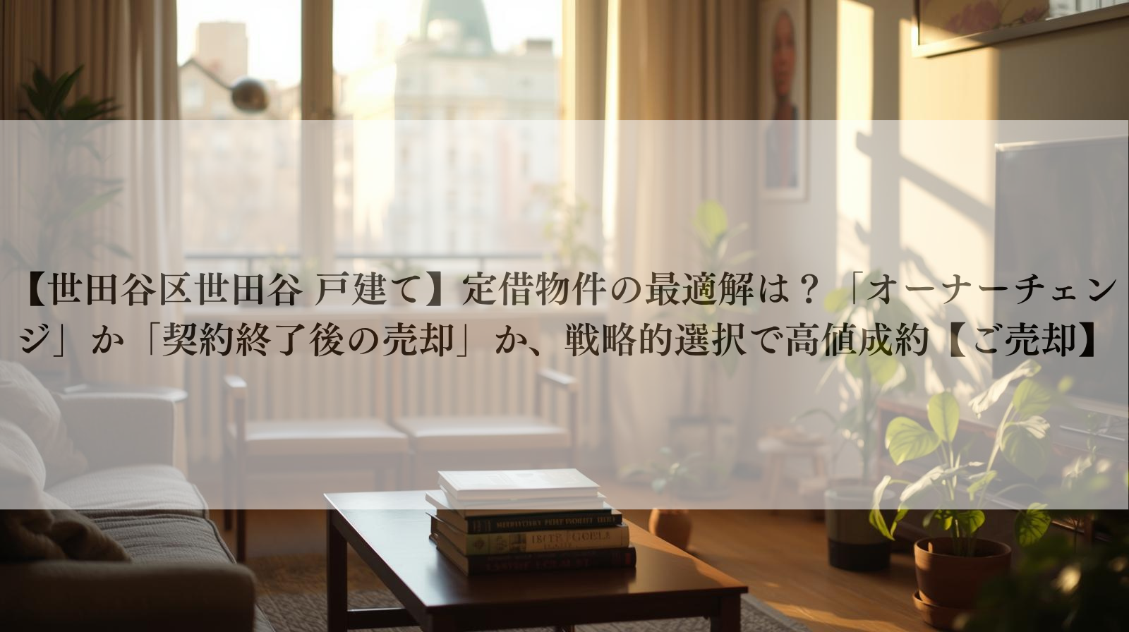 【世田谷区世田谷 戸建て】定借物件の最適解は?「オーナーチェンジ」か「契約終了後の売却」か、戦略的選択で高値成約