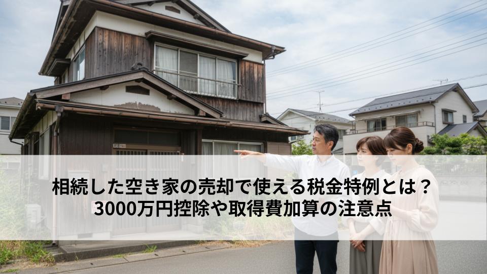 相続した空き家の売却で使える税金特例とは？3000万円控除や取得費加算の注意点