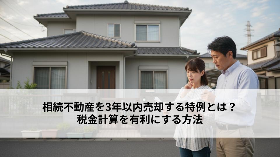 相続不動産を3年以内売却する特例とは？税金計算を有利にする方法